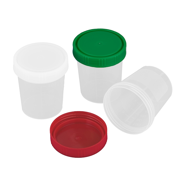 Universal Beaker PP/PE 120ml cap red
